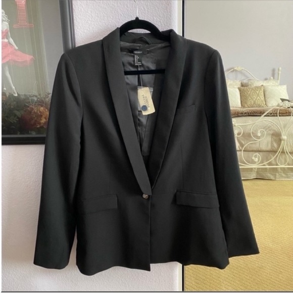 Women's Forever 21 Black Oversized Open Blazer Size Large - Picture 5 of 9
